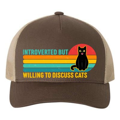 Funny Retro Cat Introverted But Willing To Discuss Cats Yupoong Adult 5-Panel Trucker Hat
