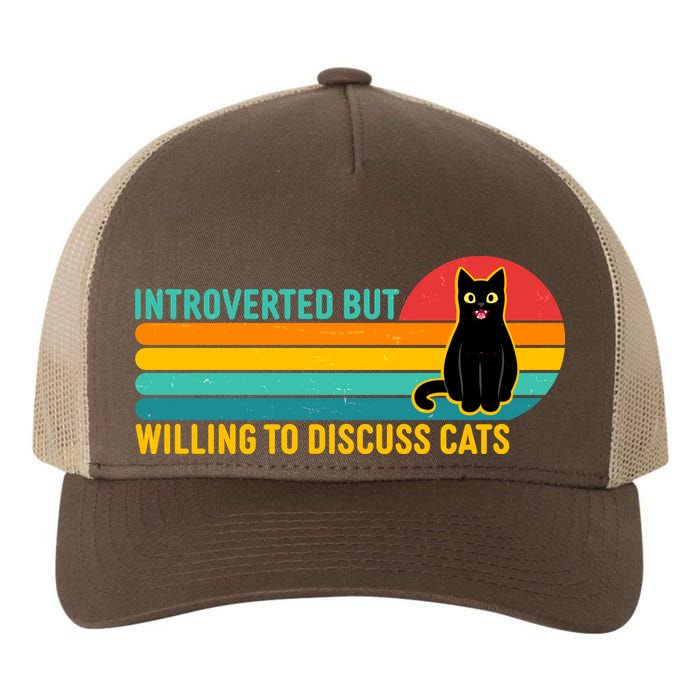 Funny Retro Cat Introverted But Willing To Discuss Cats Yupoong Adult 5-Panel Trucker Hat