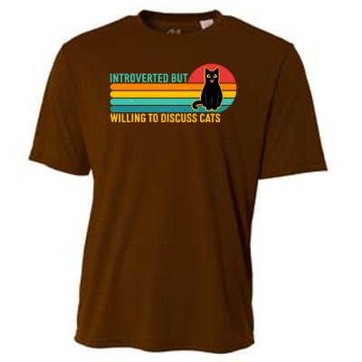 Funny Retro Cat Introverted But Willing To Discuss Cats Cooling Performance Crew T-Shirt