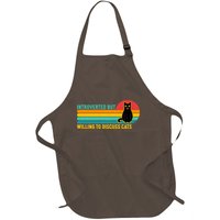 Funny Retro Cat Introverted But Willing To Discuss Cats Full-Length Apron With Pockets