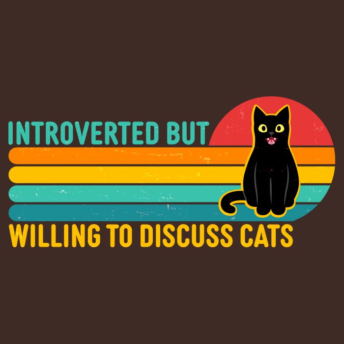 Funny Retro Cat Introverted But Willing To Discuss Cats Full-Length Apron With Pockets