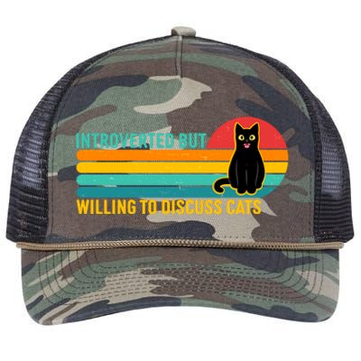 Funny Retro Cat Introverted But Willing To Discuss Cats Retro Rope Trucker Hat Cap