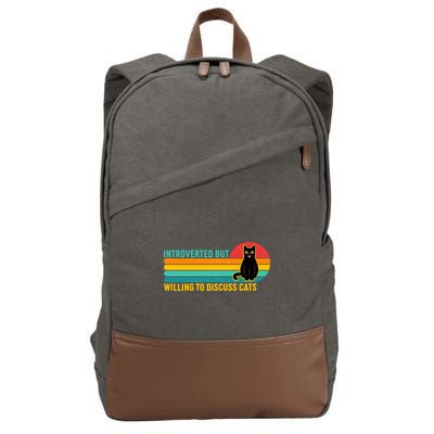 Funny Retro Cat Introverted But Willing To Discuss Cats Cotton Canvas Backpack