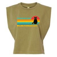 Funny Retro Cat Introverted But Willing To Discuss Cats Garment-Dyed Women's Muscle Tee