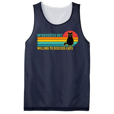 Funny Retro Cat Introverted But Willing To Discuss Cats Mesh Reversible Basketball Jersey Tank