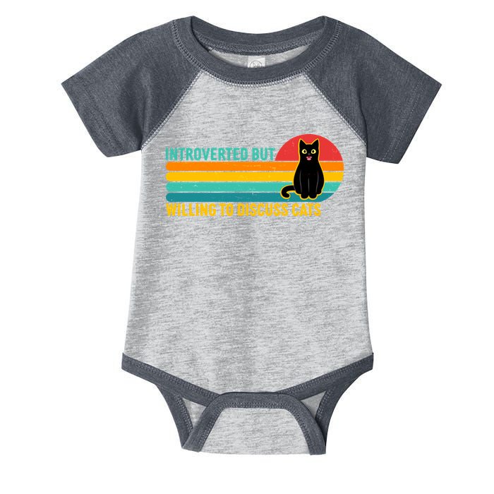 Funny Retro Cat Introverted But Willing To Discuss Cats Infant Baby Jersey Bodysuit