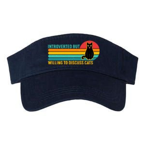 Funny Retro Cat Introverted But Willing To Discuss Cats Valucap Bio-Washed Visor