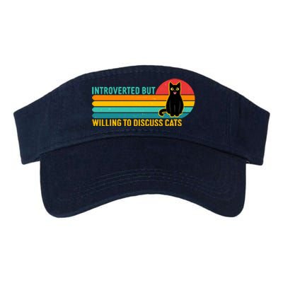 Funny Retro Cat Introverted But Willing To Discuss Cats Valucap Bio-Washed Visor