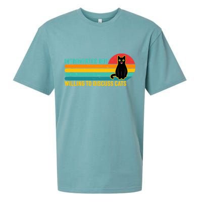 Funny Retro Cat Introverted But Willing To Discuss Cats Sueded Cloud Jersey T-Shirt