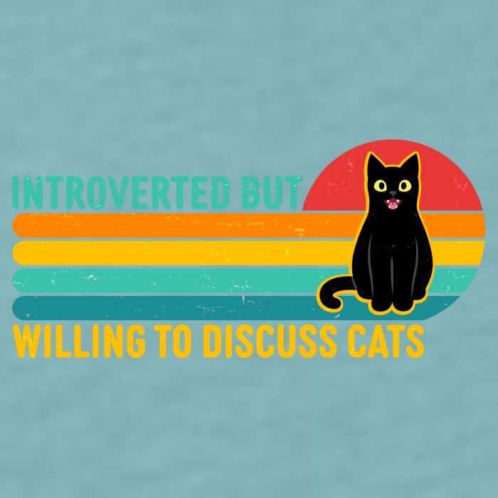 Funny Retro Cat Introverted But Willing To Discuss Cats Sueded Cloud Jersey T-Shirt