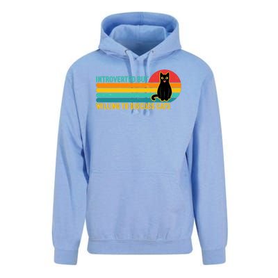 Funny Retro Cat Introverted But Willing To Discuss Cats Unisex Surf Hoodie