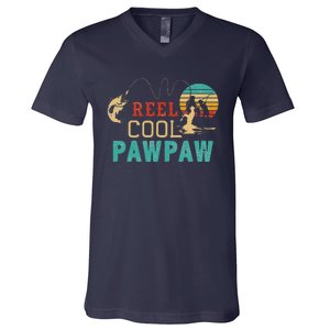 Fishing Reel Cool Pawpaw Father’s Day Gift Fisherman Pawpaw V-Neck T-Shirt