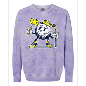 Funny Retro Cartoon Golf Ball Taking Selfie Colorblast Crewneck Sweatshirt