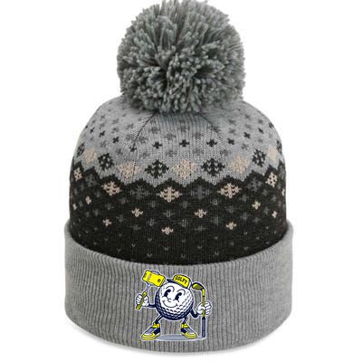 Funny Retro Cartoon Golf Ball Taking Selfie The Baniff Cuffed Pom Beanie