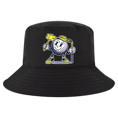 Funny Retro Cartoon Golf Ball Taking Selfie Cool Comfort Performance Bucket Hat