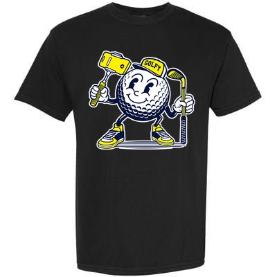 Funny Retro Cartoon Golf Ball Taking Selfie Garment-Dyed Heavyweight T-Shirt
