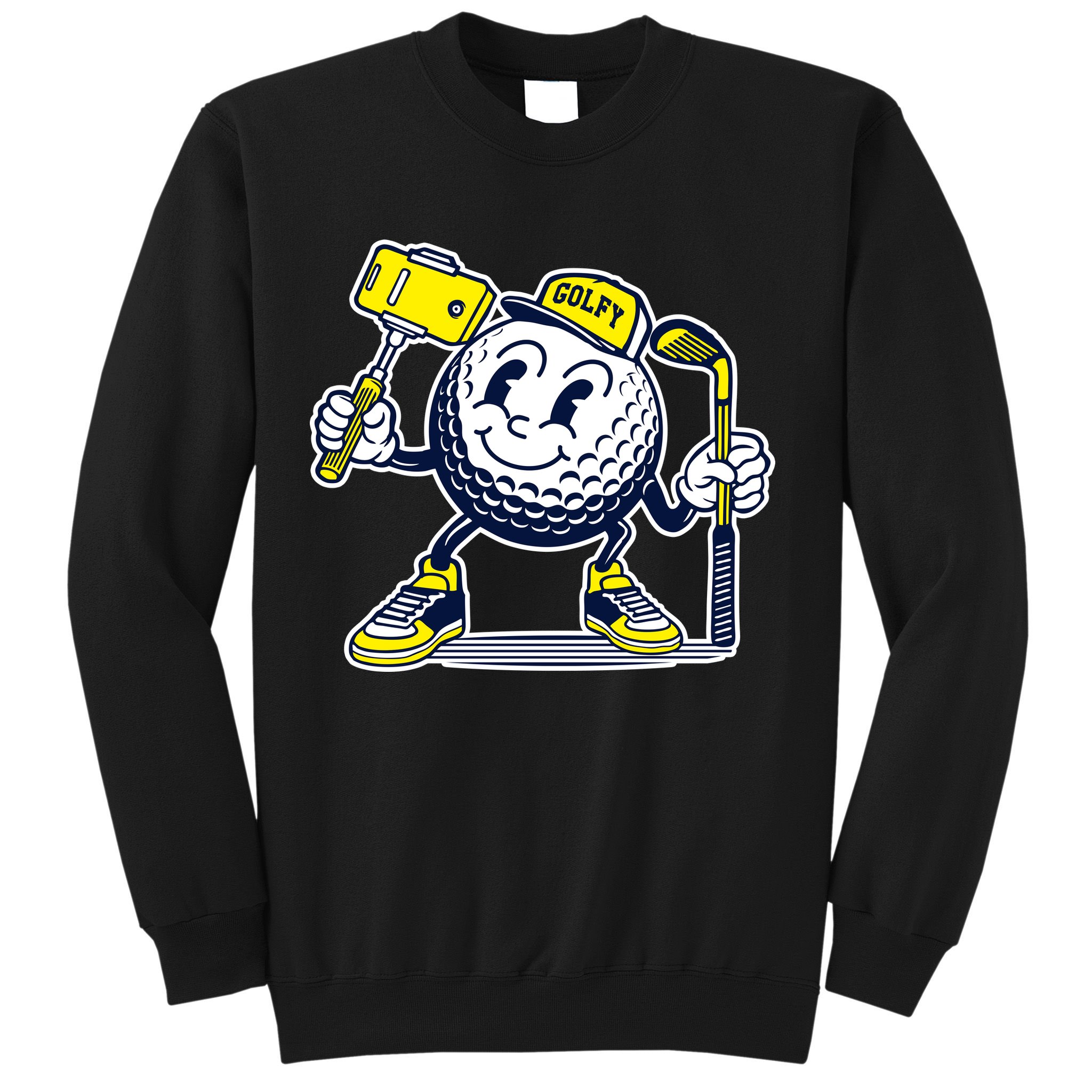 Funny Retro Cartoon Golf Ball Taking Selfie Sweatshirt