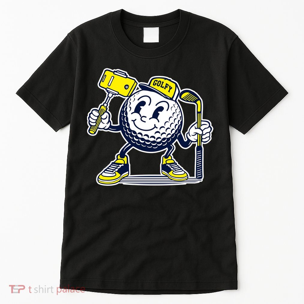 Funny Retro Cartoon Golf Ball Taking Selfie Tall T-Shirt
