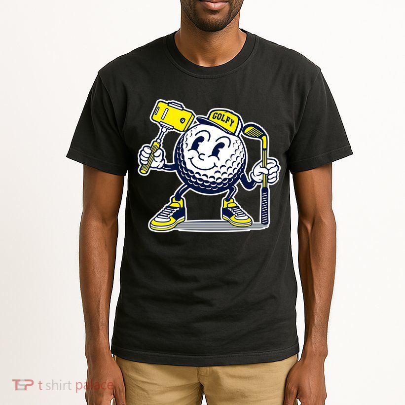 Funny Retro Cartoon Golf Ball Taking Selfie Tall T-Shirt