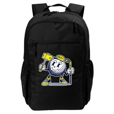 Funny Retro Cartoon Golf Ball Taking Selfie Backpack