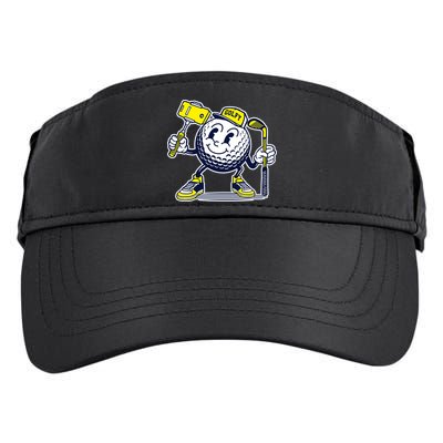 Funny Retro Cartoon Golf Ball Taking Selfie Adult Drive Performance Visor