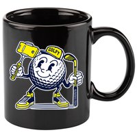 Funny Retro Cartoon Golf Ball Taking Selfie 11oz C Handle Ceramic Mug