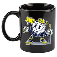 Funny Retro Cartoon Golf Ball Taking Selfie 11oz C Handle Ceramic Mug