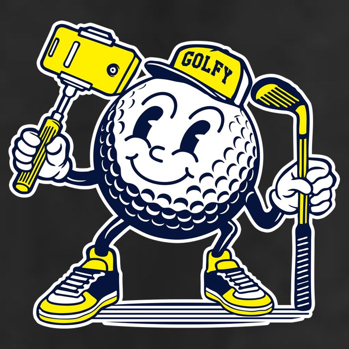 Funny Retro Cartoon Golf Ball Taking Selfie 11oz C Handle Ceramic Mug