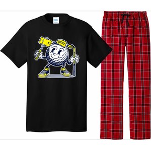 Funny Retro Cartoon Golf Ball Taking Selfie Pajama Set