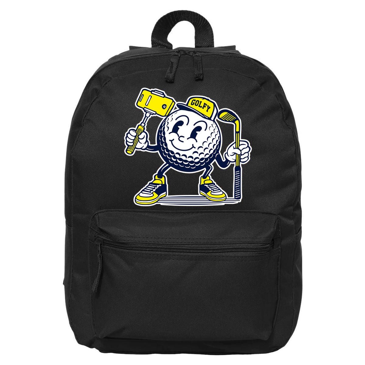 Funny Retro Cartoon Golf Ball Taking Selfie 16 in Basic Backpack