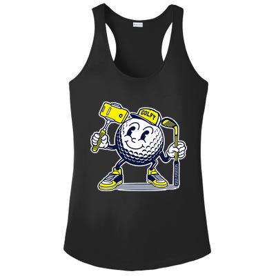 Funny Retro Cartoon Golf Ball Taking Selfie Ladies PosiCharge Competitor Racerback Tank