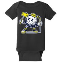 Funny Retro Cartoon Golf Ball Taking Selfie Baby Bodysuit