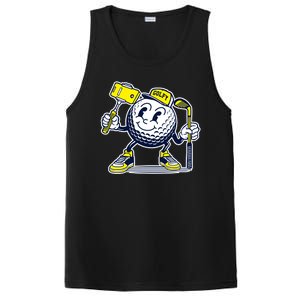 Funny Retro Cartoon Golf Ball Taking Selfie PosiCharge Competitor Tank