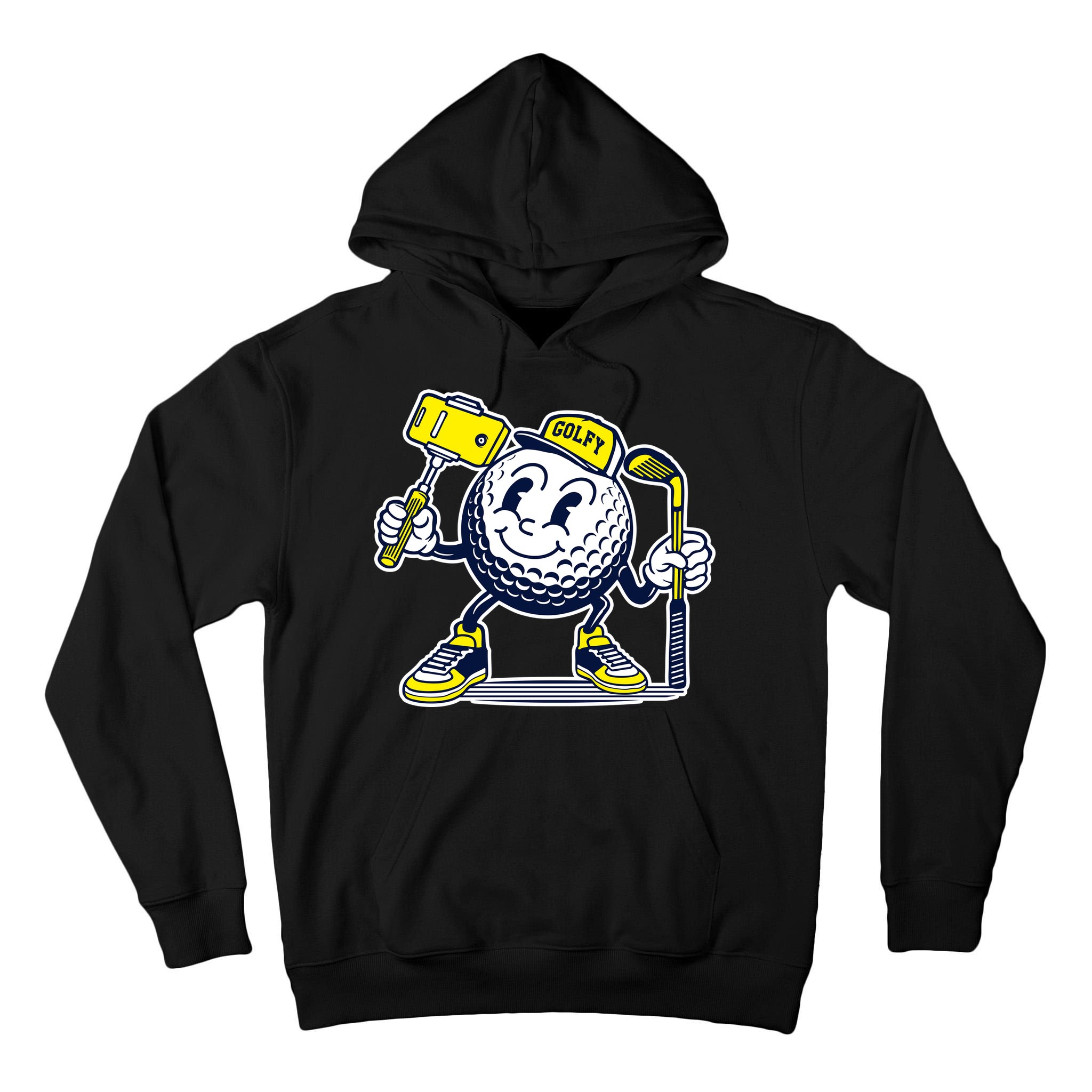 Funny Retro Cartoon Golf Ball Taking Selfie Tall Hoodie
