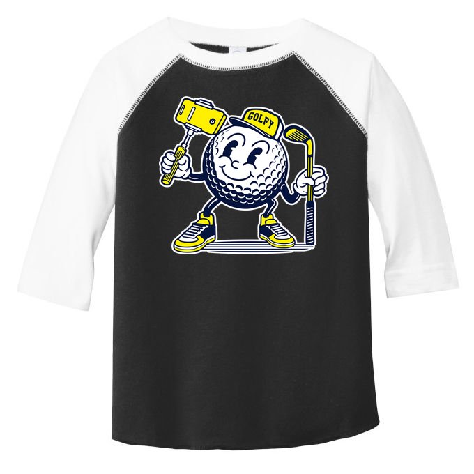 Funny Retro Cartoon Golf Ball Taking Selfie Toddler Fine Jersey T-Shirt