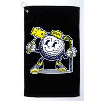 Funny Retro Cartoon Golf Ball Taking Selfie Golf Towel