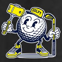 Funny Retro Cartoon Golf Ball Taking Selfie Golf Towel