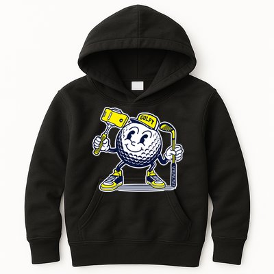 Funny Retro Cartoon Golf Ball Taking Selfie Kids Hoodie