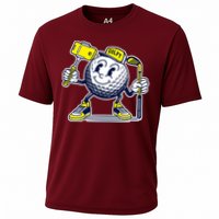 Funny Retro Cartoon Golf Ball Taking Selfie Cooling Performance Crew T-Shirt
