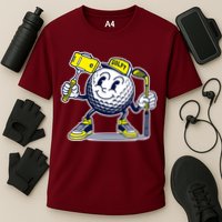 Funny Retro Cartoon Golf Ball Taking Selfie Cooling Performance Crew T-Shirt
