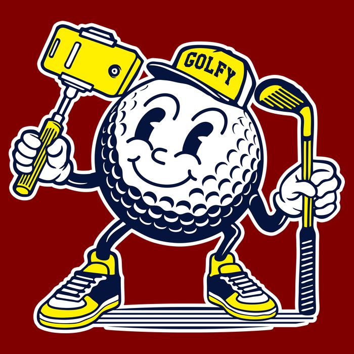 Funny Retro Cartoon Golf Ball Taking Selfie Cooling Performance Crew T-Shirt