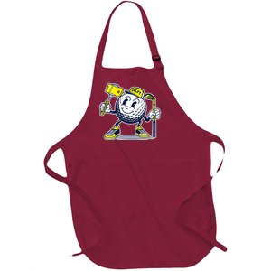 Funny Retro Cartoon Golf Ball Taking Selfie Full-Length Apron With Pockets