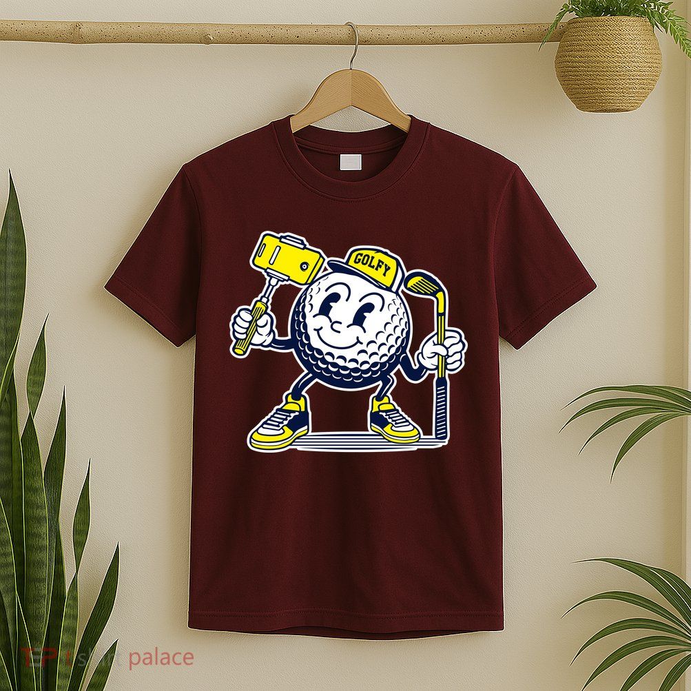 Funny Retro Cartoon Golf Ball Taking Selfie T-Shirt