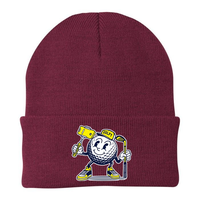 Funny Retro Cartoon Golf Ball Taking Selfie Knit Cap Winter Beanie