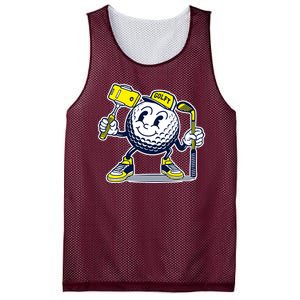 Funny Retro Cartoon Golf Ball Taking Selfie Mesh Reversible Basketball Jersey Tank