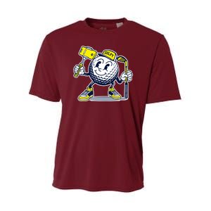 Funny Retro Cartoon Golf Ball Taking Selfie Youth Performance Sprint T-Shirt