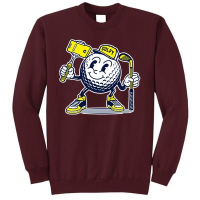 Funny Retro Cartoon Golf Ball Taking Selfie Tall Sweatshirt