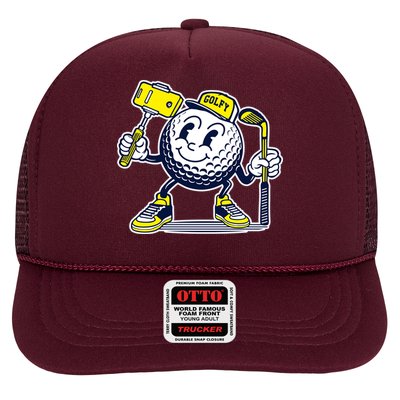 Funny Retro Cartoon Golf Ball Taking Selfie Trucker Hat