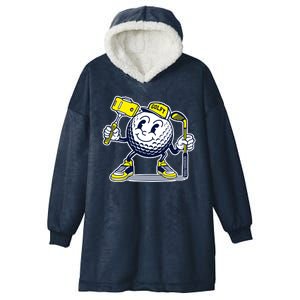 Funny Retro Cartoon Golf Ball Taking Selfie Hooded Wearable Blanket