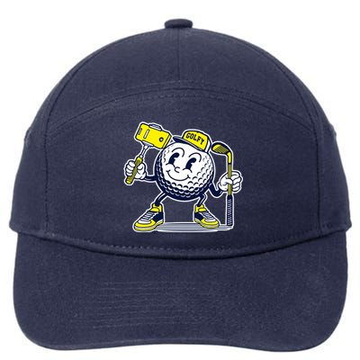 Funny Retro Cartoon Golf Ball Taking Selfie 7-Panel Snapback Hat